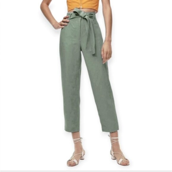 ARITZIA WILFRED "Jallade" Linen Tie Waist Trousers In Sage Green - Picture 13 of 13